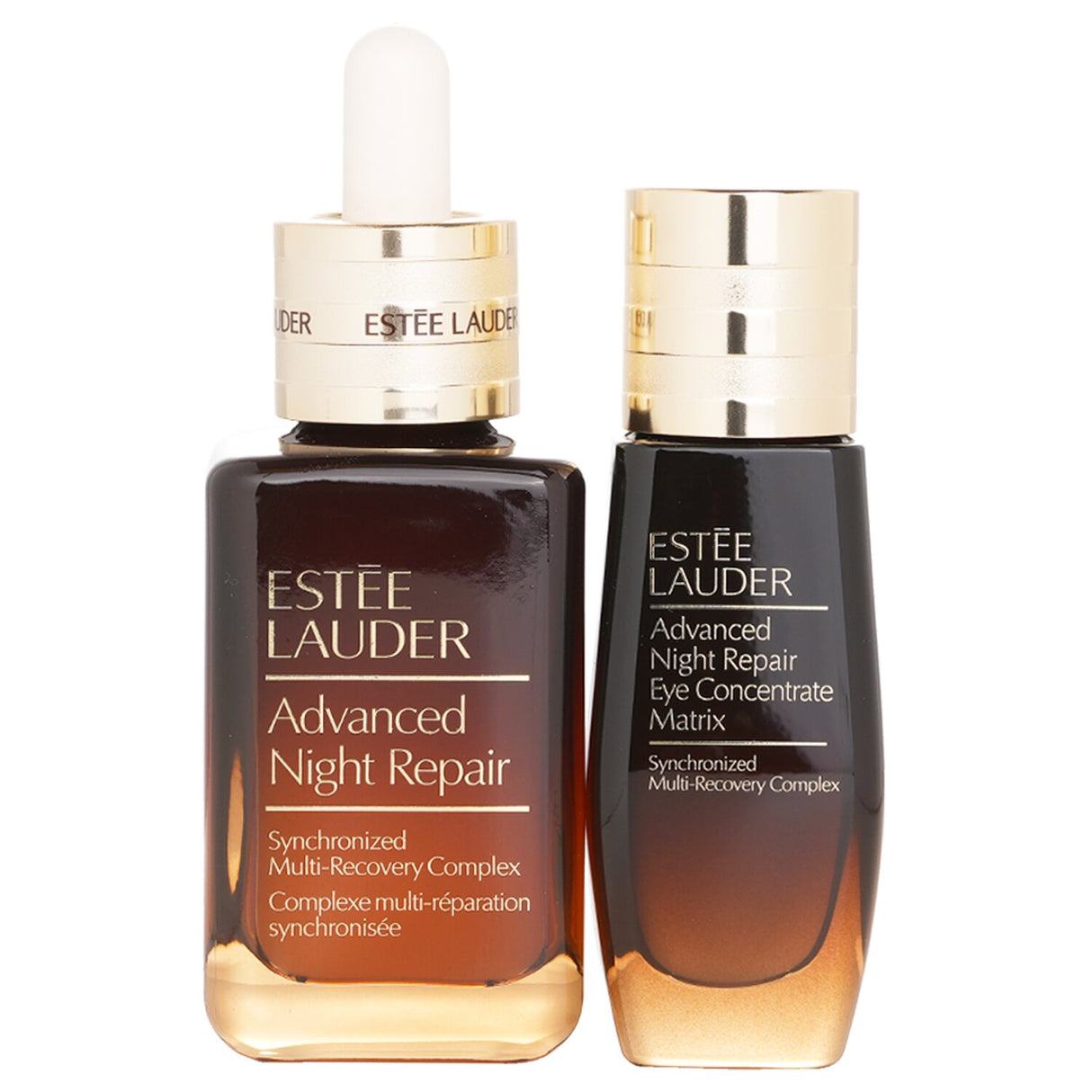 Estee Lauder Advanced Night Repair Set featuring a 50ml serum and 15ml eye concentrate for youthful, hydrated skin overnight.