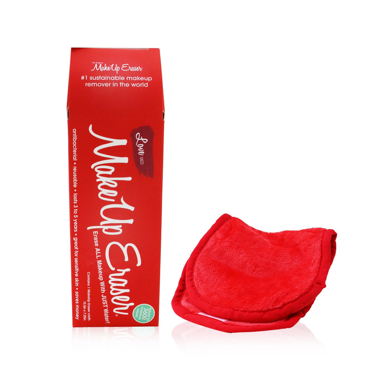 Red reusable makeup remover cloth, expertly crafted to cleanse skin, remove makeup, and gently exfoliate.