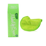 Vibrant Neon Green reusable makeup remover cloth, soft polyester for effective cleansing and exfoliation.