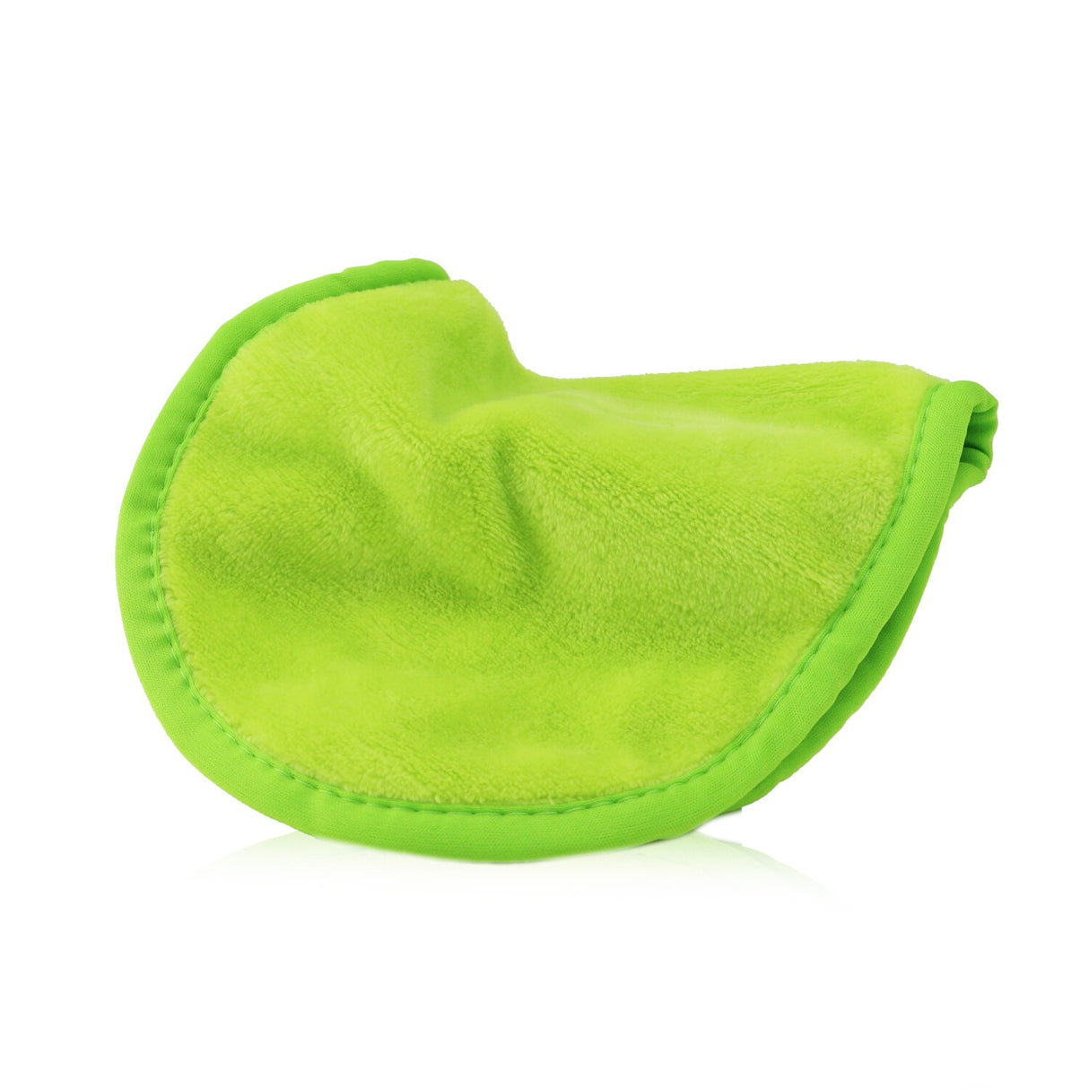 Vibrant Neon Green reusable makeup remover cloth designed to eliminate makeup and exfoliate skin with a two-sided design.