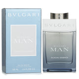 Bvlgari Man Glacial Essence Eau De Parfum, a luxurious men's fragrance with fresh, warm, and inviting notes in a 100ml bottle.