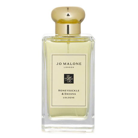 Elegant Jo Malone Honeysuckle & Davana cologne in a gift box, featuring floral notes and warm, sensual undertones.