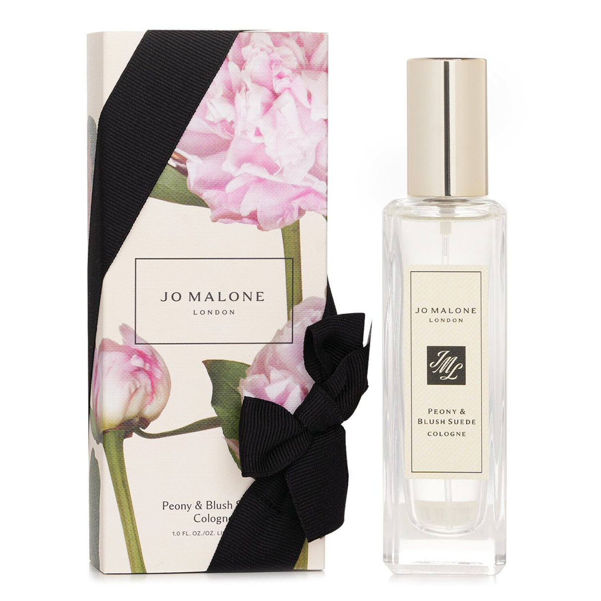 Luxurious Jo Malone Peony & Blush Suede Cologne in a gift box, featuring floral notes of apple, peony, and suede.