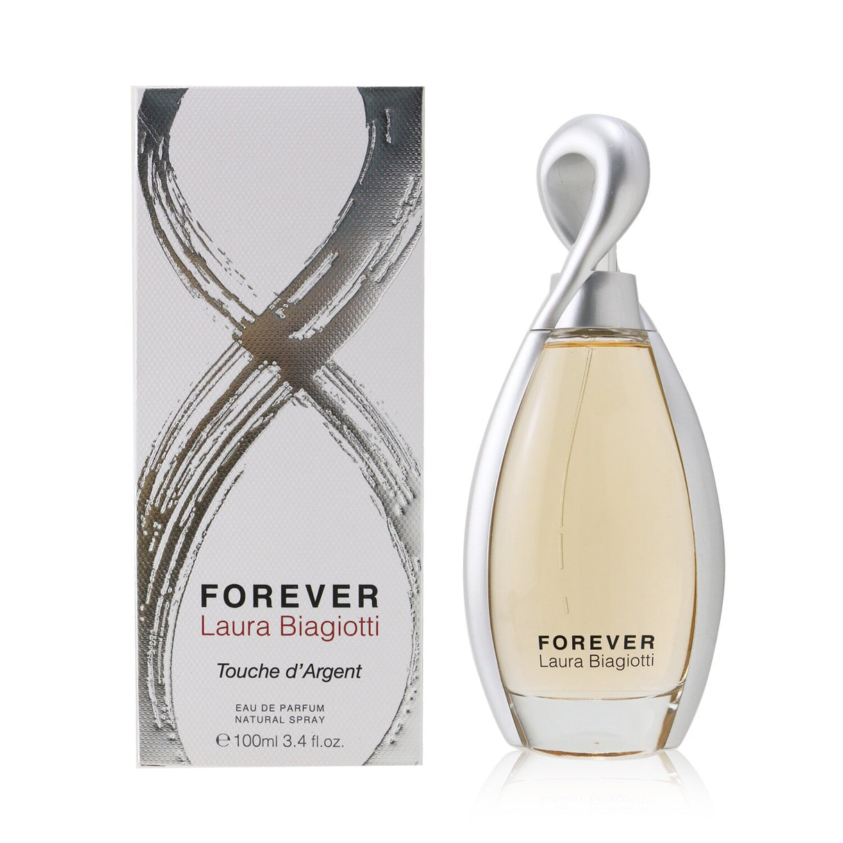 Laura Biagiotti Forever Touche D'Argent Eau De Parfum Spray, a luxurious 100ml fragrance with fruity floral notes for modern women.