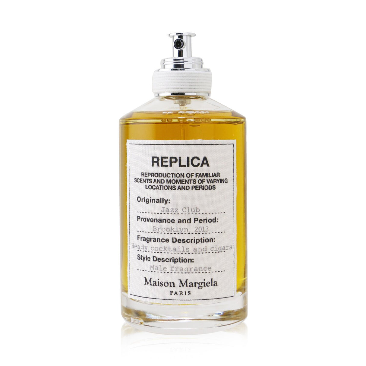 Maison Margiela Replica Jazz Club Eau De Toilette 100ml, a leather gourmand fragrance for men with spicy, sweet, and smoky notes.