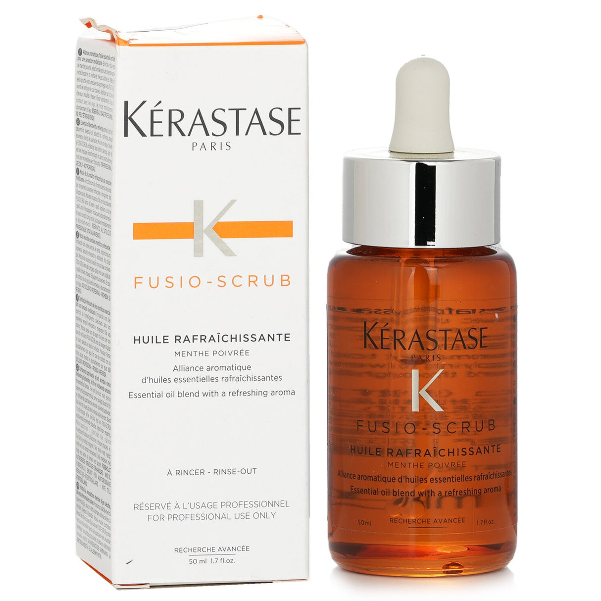 Refreshing Kerastase oil blend infused with peppermint, revitalizing the scalp and enhancing hair care routines.