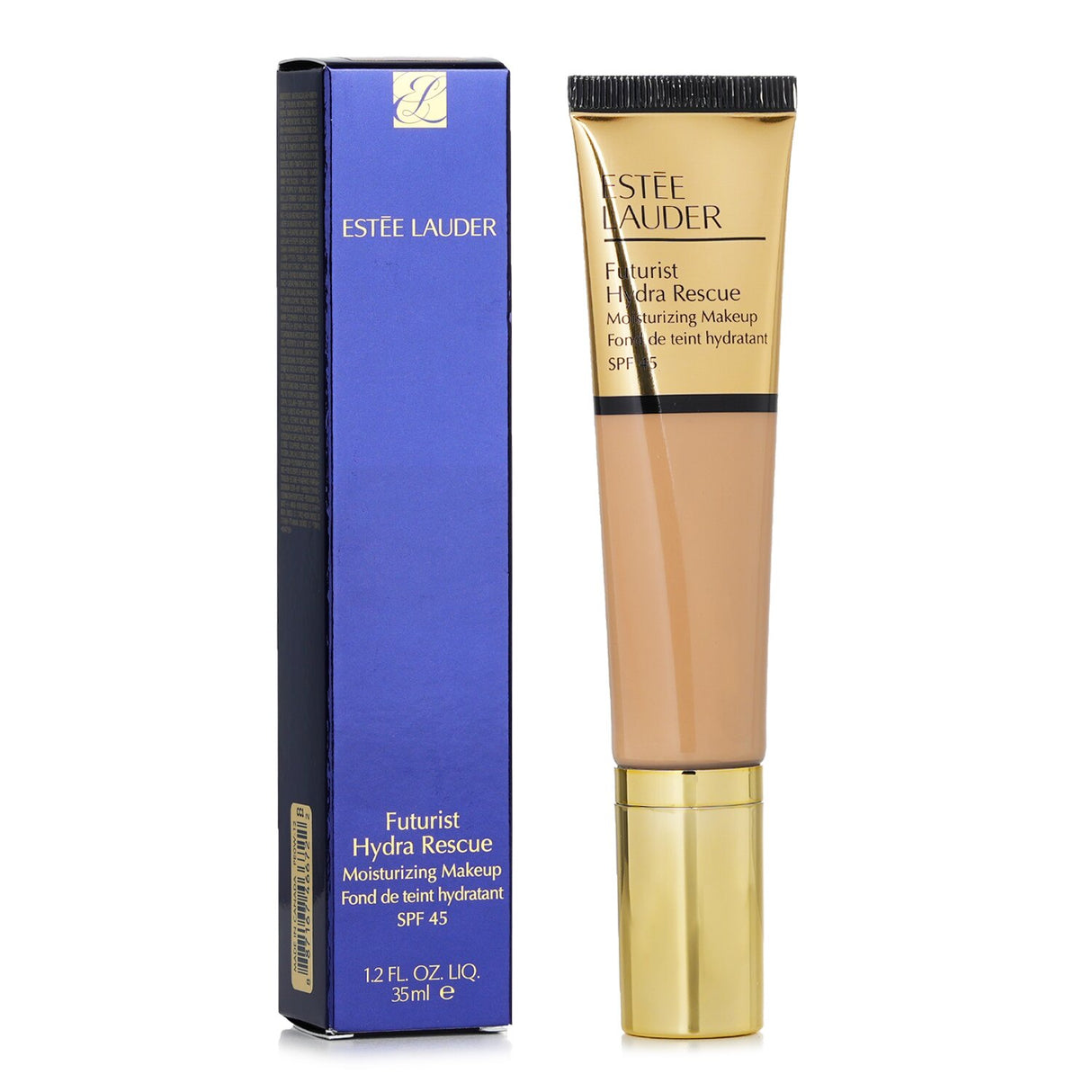 Estee Lauder Futurist Hydra Rescue Makeup SPF 45, #2N1 Desert Beige, offers lightweight coverage and skin protection.