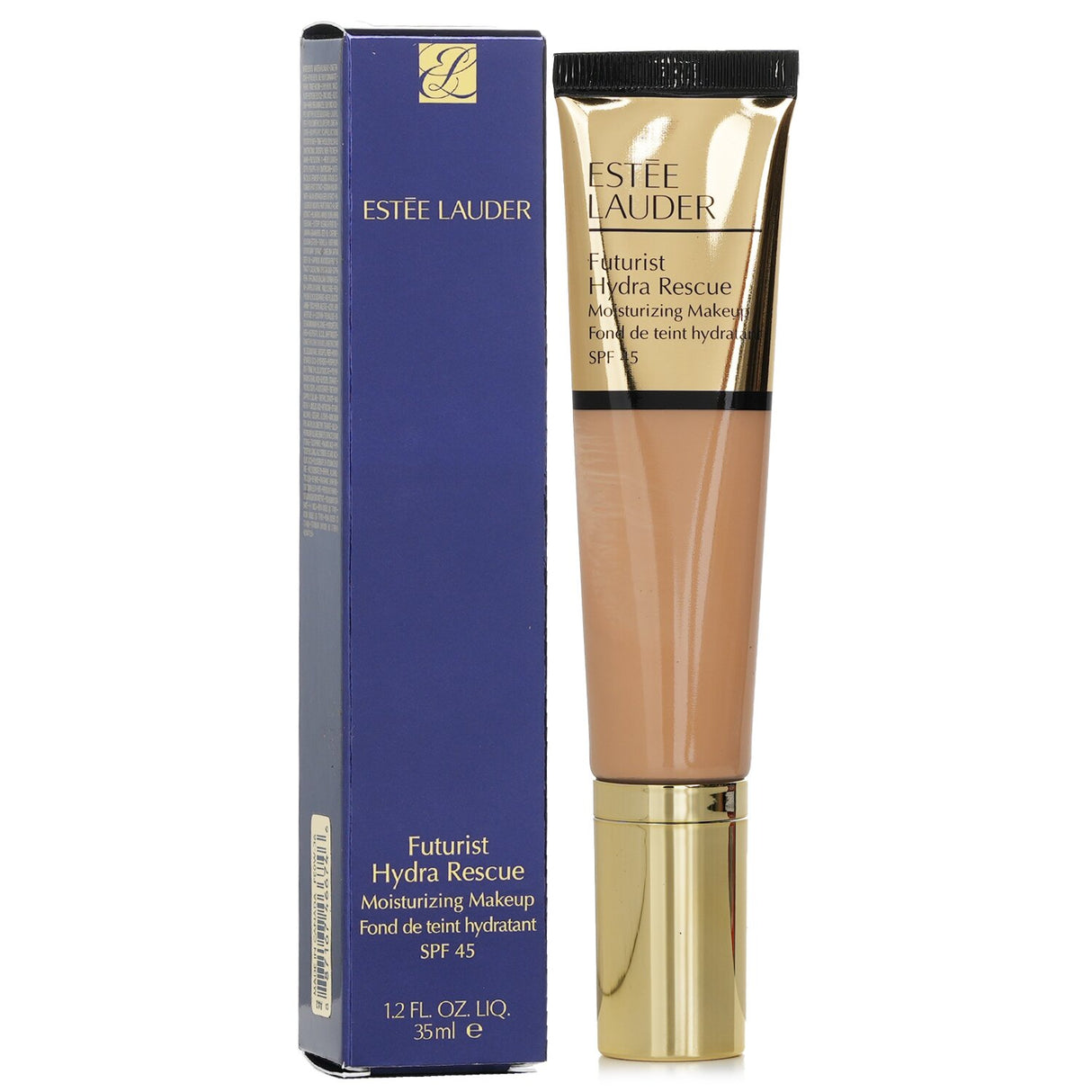 Estee Lauder Futurist Hydra Rescue Moisturizing Makeup SPF 45 in #1W2 Sand provides radiant, breathable coverage with skin protection.