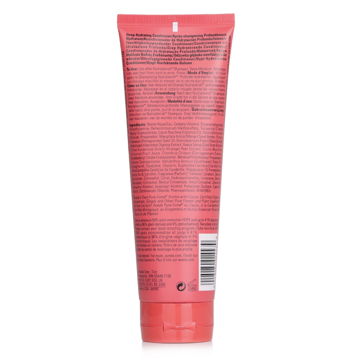 Aveda Nutriplenish Conditioner 250ml providing deep moisture with organic coconut oil and mango butter for dry hair.