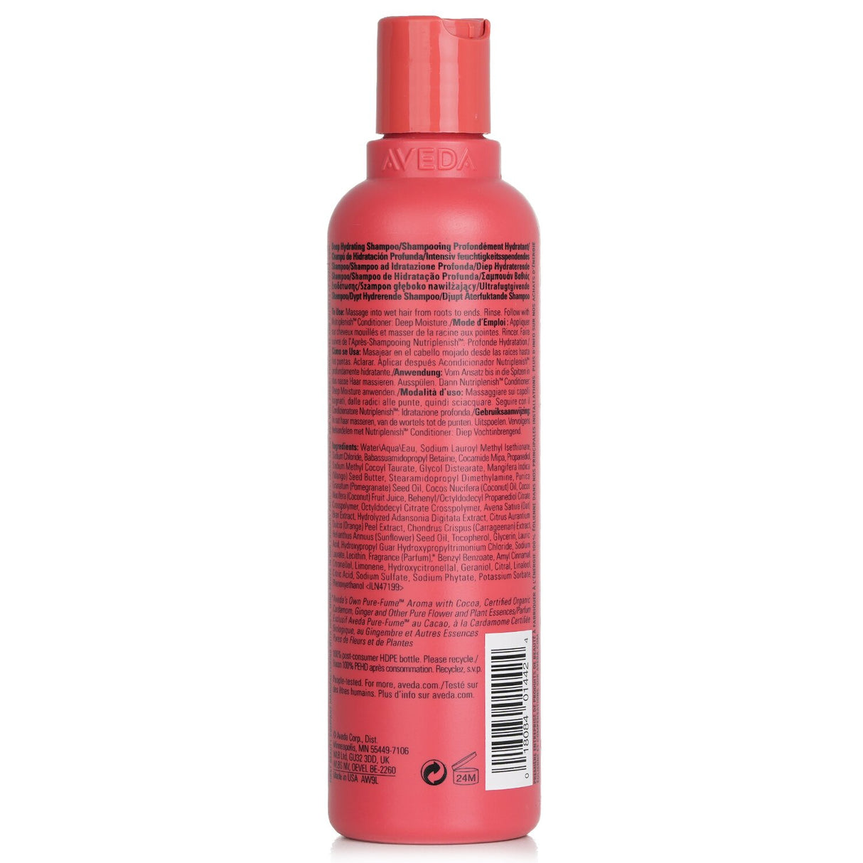 Aveda Nutriplenish Deep Moisture Shampoo, 250ml, offers deep hydration with organic coconut oil and mango butter for dry hair.