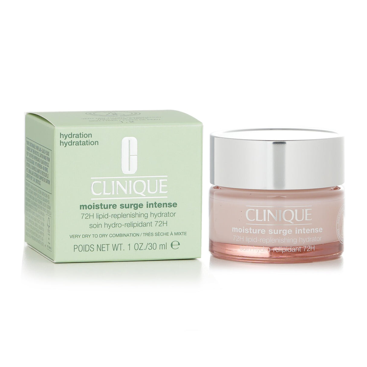 Moisture Surge Intense hydrator cream for very dry skin, featuring aloe, caffeine, and calming Cica for 72-hour moisture.