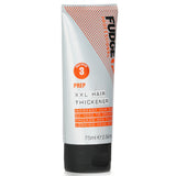 Fudge Prep XXL Hair Thickener boosts volume for thinning hair, providing a lustrous look with heat and UV protection.