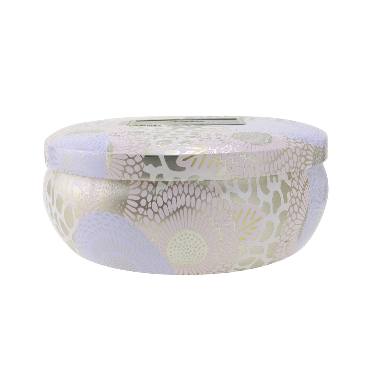 3 Wick Decorative Tin Candle in Santal Vanille with luxurious scent, coconut wax blend, and vibrant jewel-tone tin design.