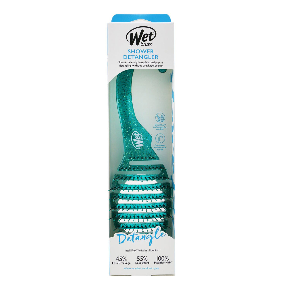 Wet Brush - Shower Detangler - # Green Glitter  - 1pc