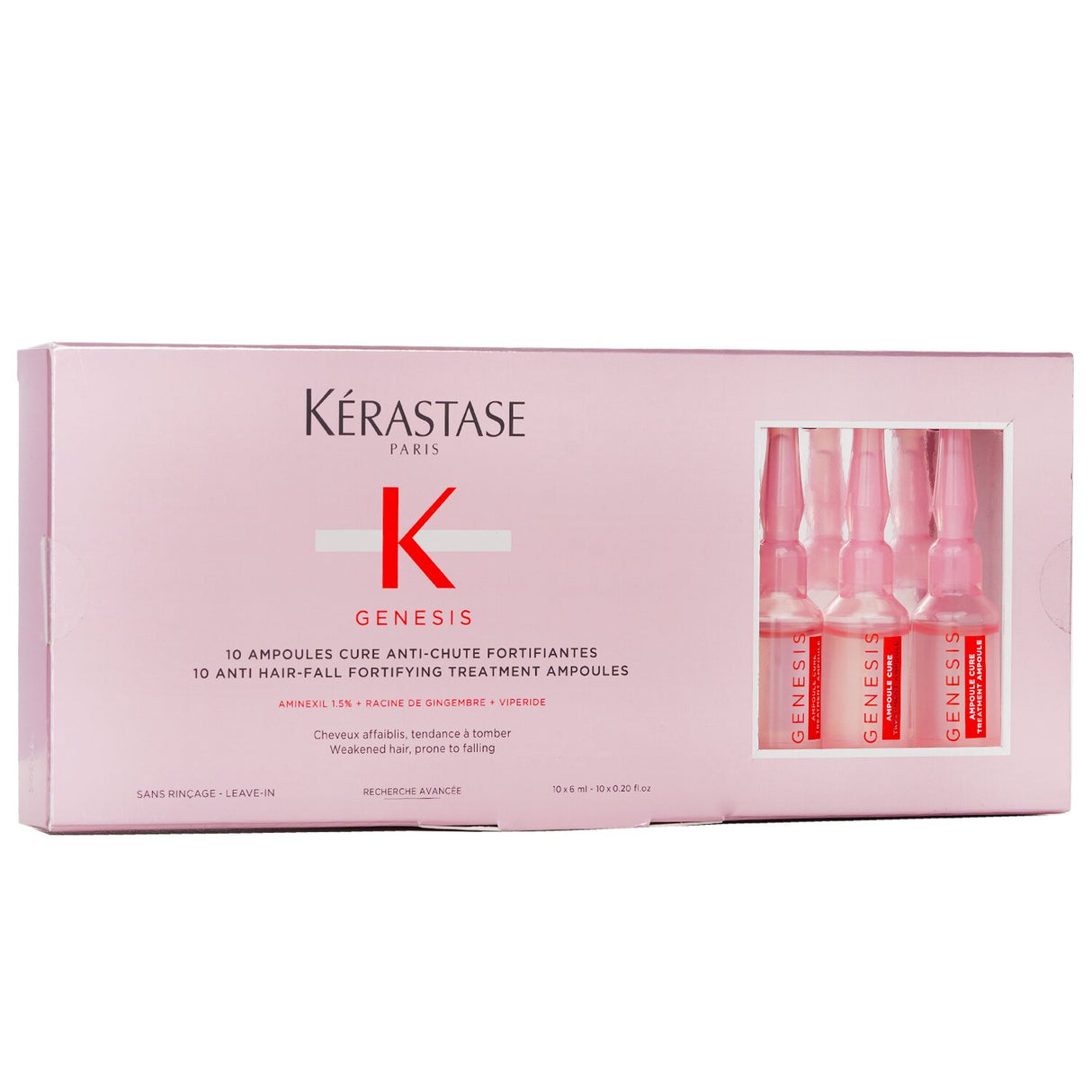 Kerastase Genesis Anti Hair-Fall Treatment: 10 jelly-like ampoules for strengthening weakened hair and reducing hair fall.