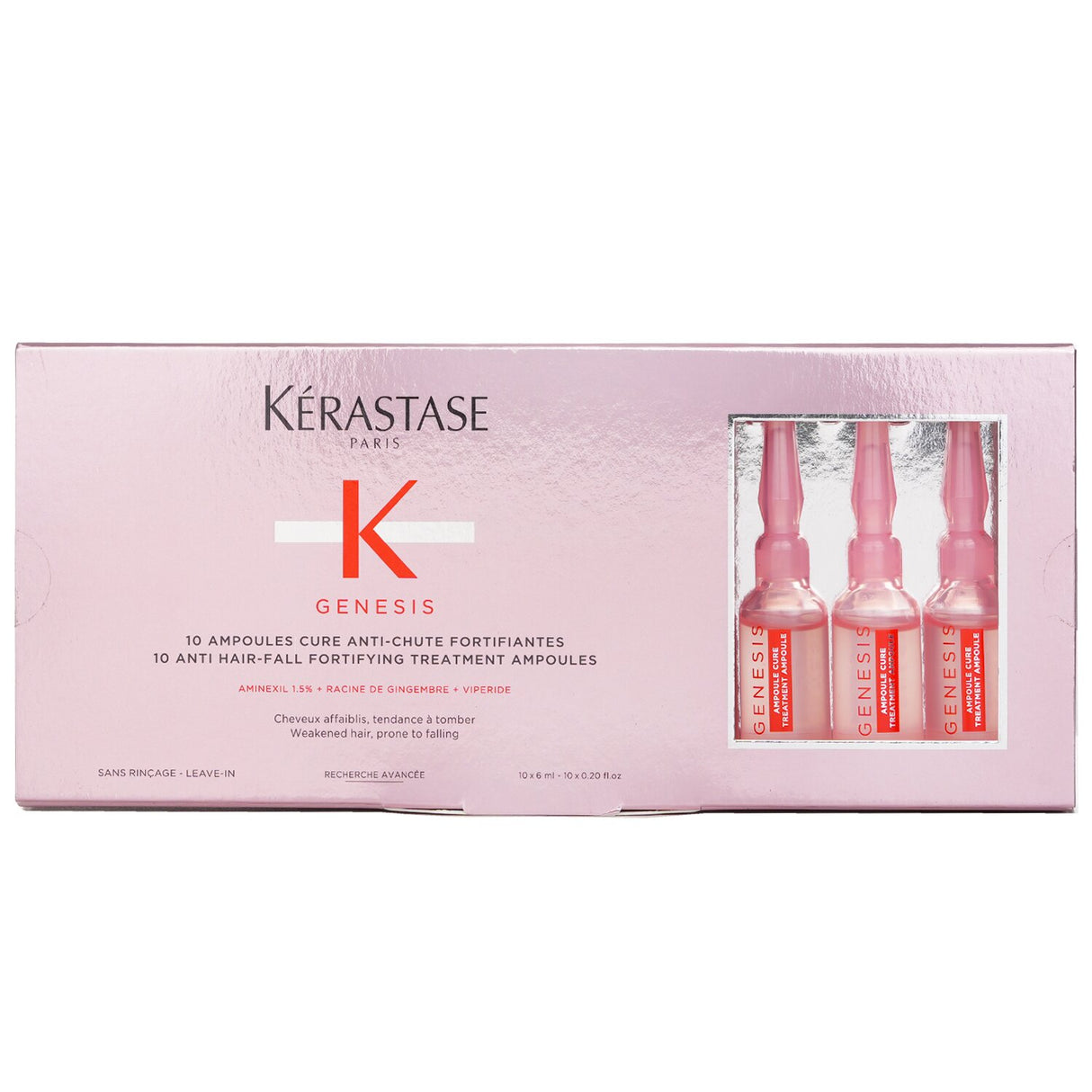 Kerastase Genesis Anti Hair-Fall Ampoules, 10x6ml treatment for weakened hair, designed to reduce hair fall and promote growth.