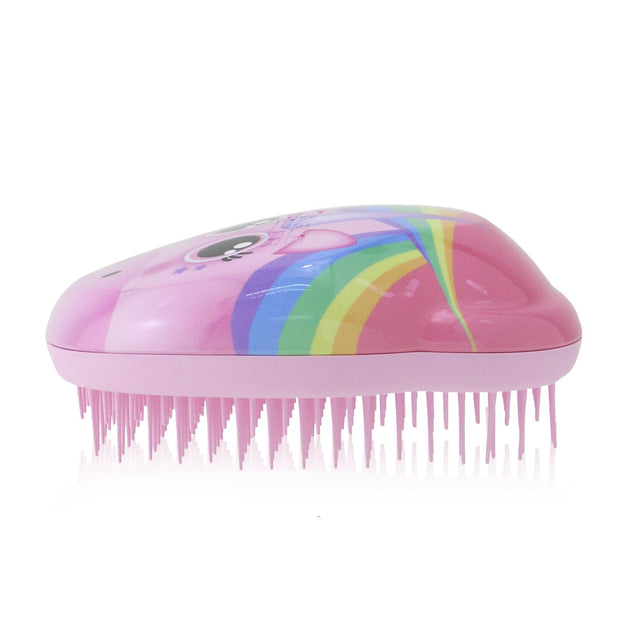 Mini detangling brush for kids featuring a vibrant unicorn design, eliminates knots and promotes shiny, frizz-free hair.