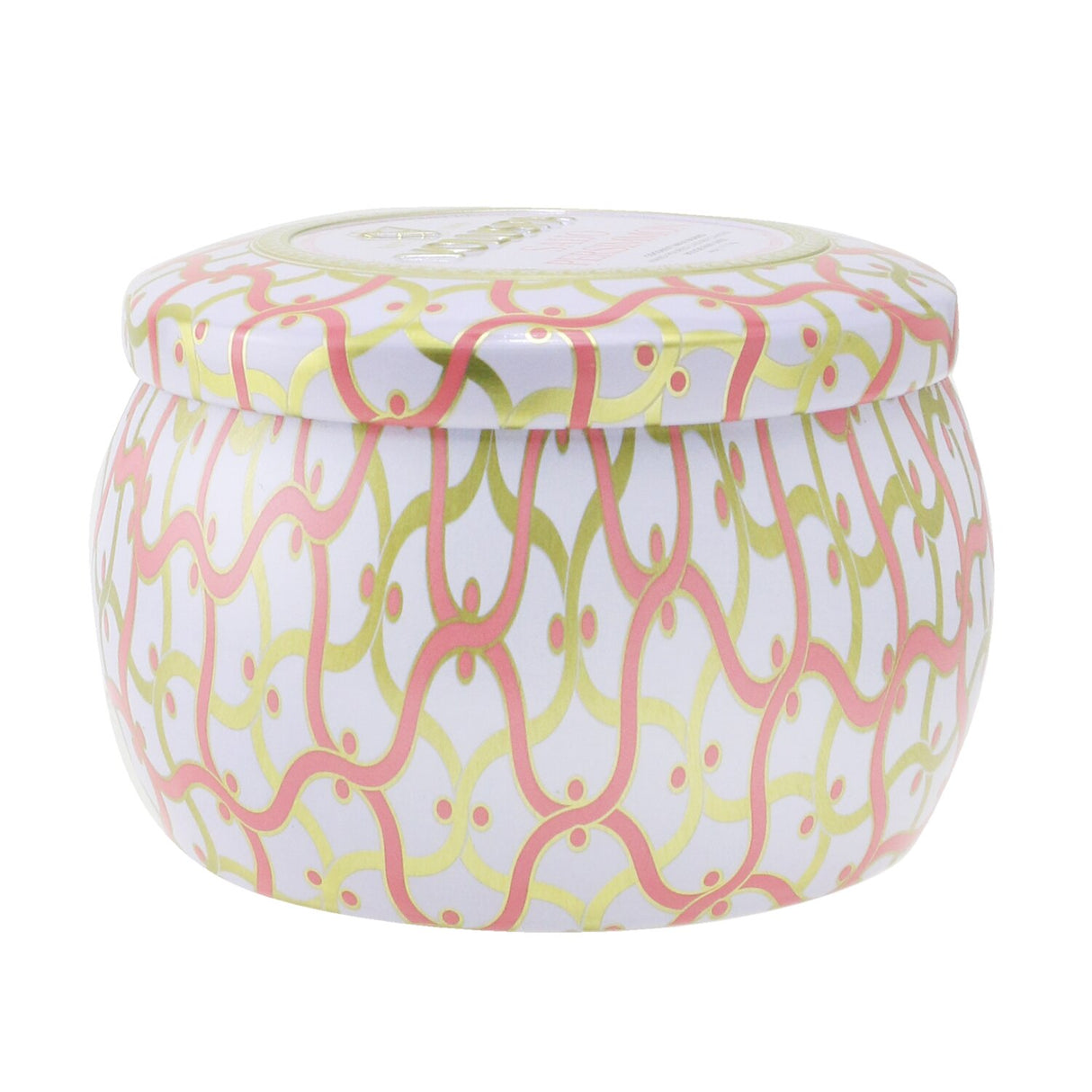 Voluspa Mini Tin Candle in Saijo Persimmon, 113g, with natural wicks and coconut wax blend, in a vibrant metal tin.