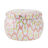 Voluspa Mini Tin Candle in Saijo Persimmon, 113g, with natural wicks and coconut wax blend, in a vibrant metal tin.