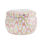 Voluspa Mini Tin Candle in Saijo Persimmon, featuring coconut wax and natural wicks, housed in a decorative metal tin.