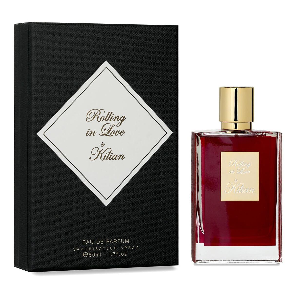 Kilian Rolling in Love Eau De Parfum features sweet almond milk, floral iris, and warm vanilla notes in a unisex 50ml spray.