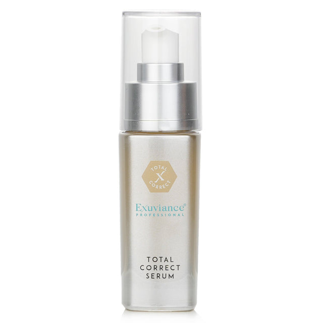 Exuviance Total Correct Serum in a 30ml bottle, an anti-aging serum targeting fine lines and enhancing skin texture and tone.