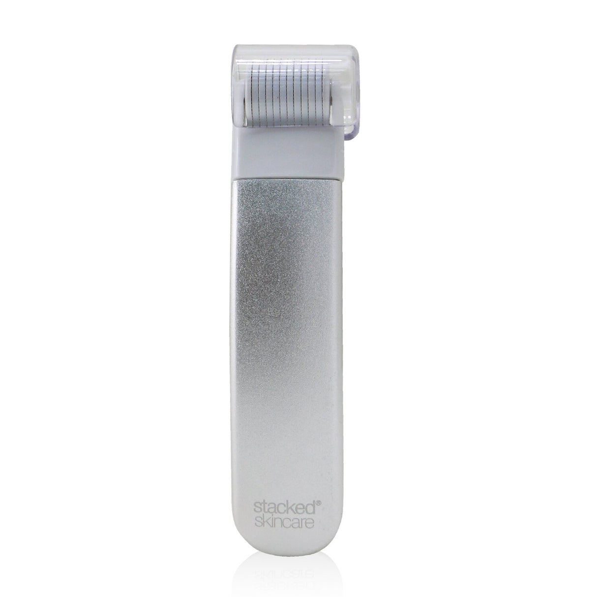 Ergonomic microneedling tool designed to reduce fine lines and dark spots for radiant, firmer skin at home.