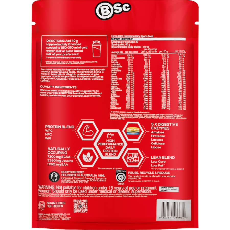 Bsc Body Science High Protein Bars Vanilla 800g