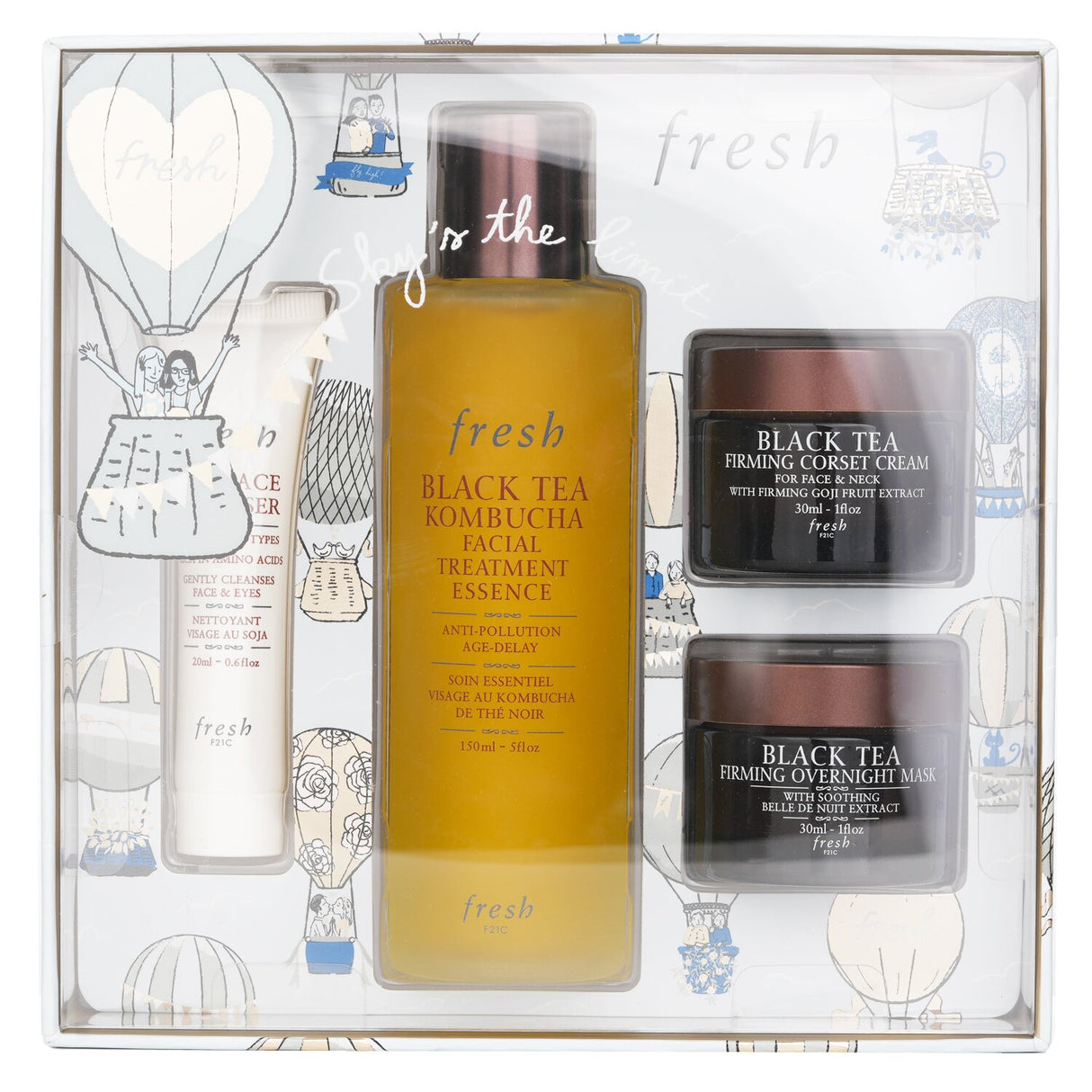 Fresh Black Tea Firming Beauty Bundle Set with 4 luxurious skincare products for a youthful, radiant complexion.