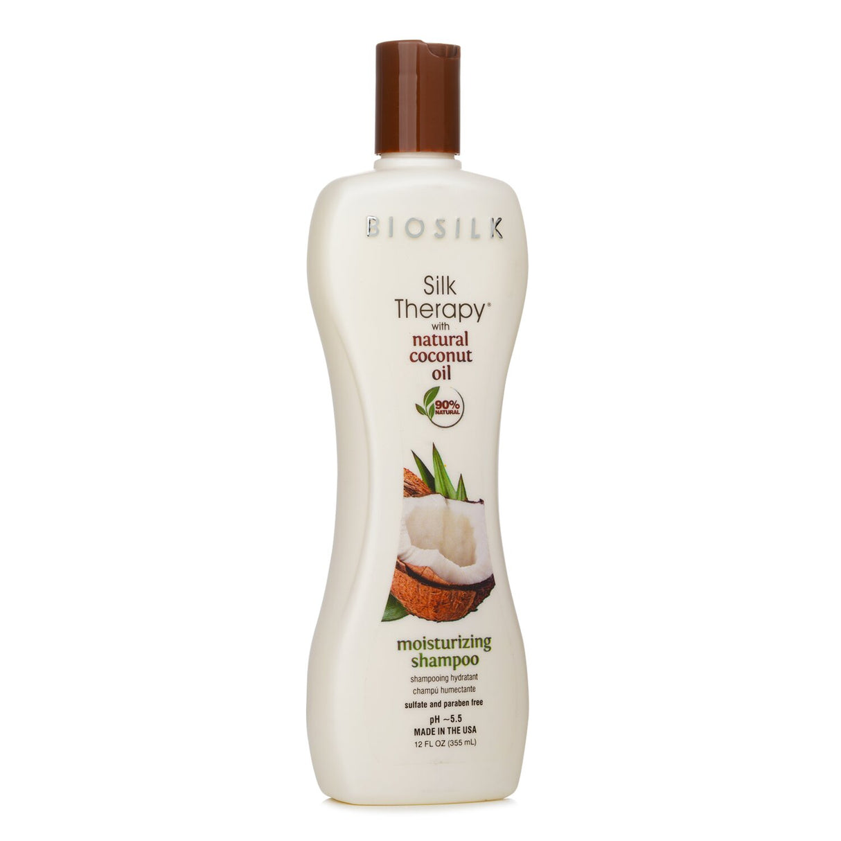 BioSilk Coconut Oil Shampoo: 355ml nourishing, sulfate-free formula revitalizes all hair types for softness and shine.