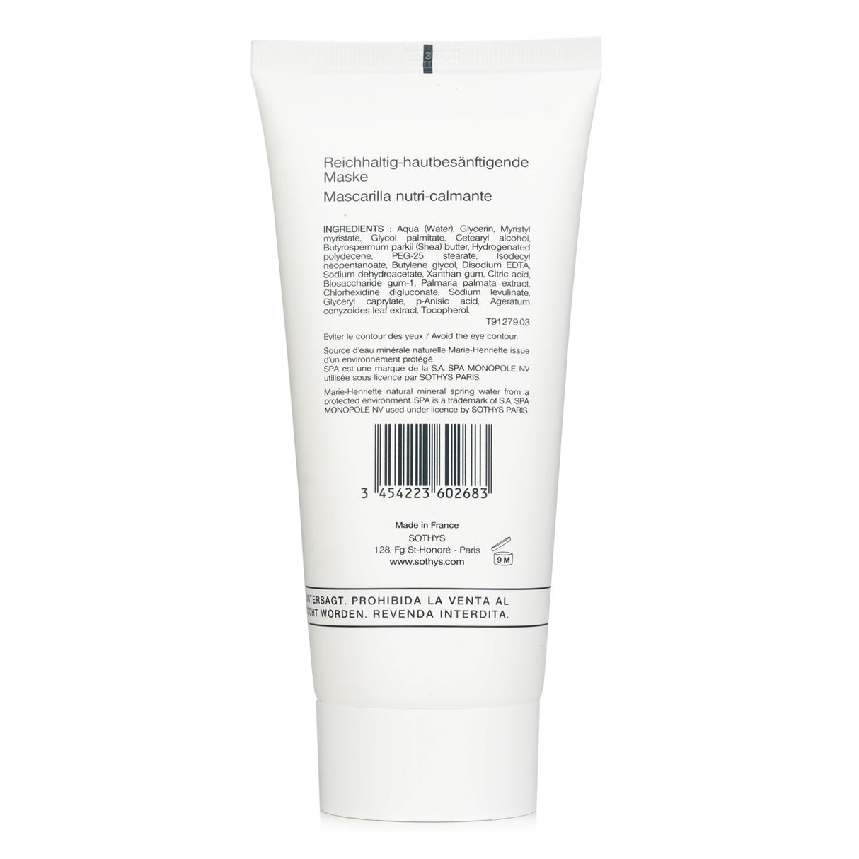 Nutri-Soothing Mask for sensitive skin in salon size, offering calming relief and balance with a melt-in texture.