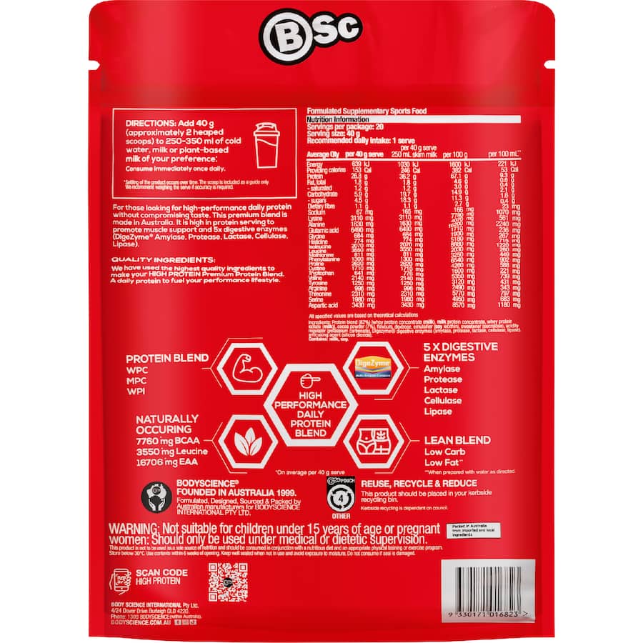 Bsc Body Science High Protein Bars Chocolate 800g