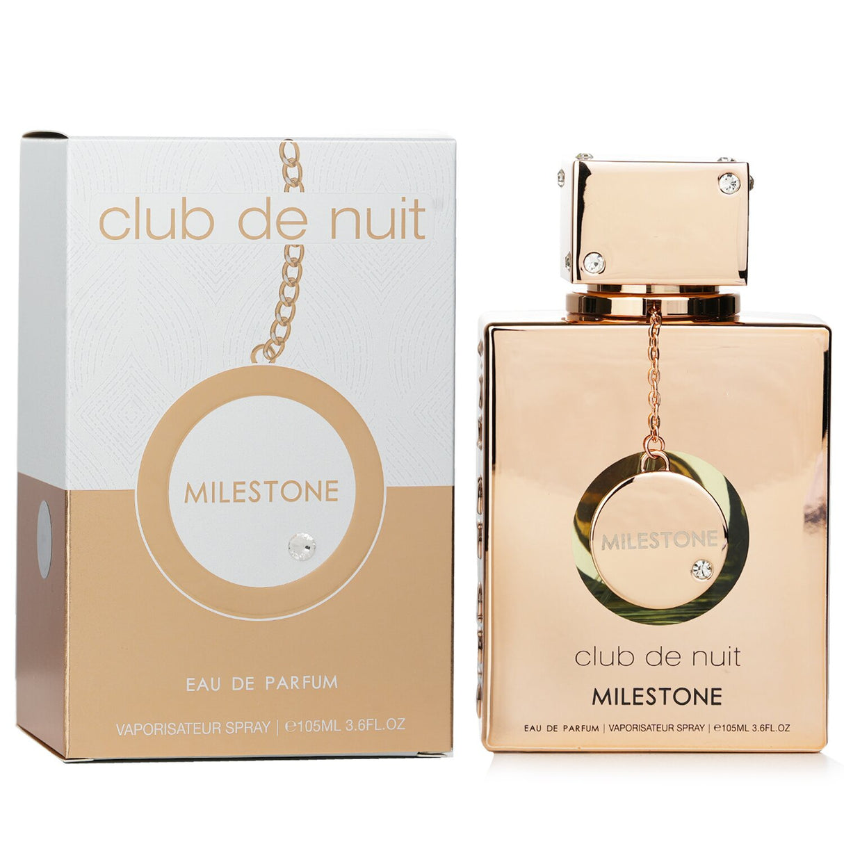 Armaf Club De Nuit Milestone Eau De Parfum, a unisex 105ml fragrance with sea, fruit, floral, and woody notes, perfect for any occasion.