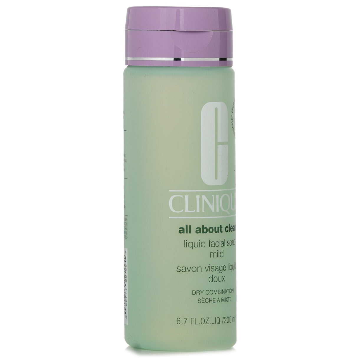 Clinique All About Clean Liquid Facial Soap Mild, 200ml for dry combination skin, gently cleanses without stripping moisture.