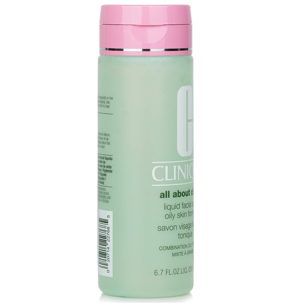 Clinique All About Clean Liquid Facial Soap for oily skin, 200ml, gently cleanses and preps skin for exfoliation.