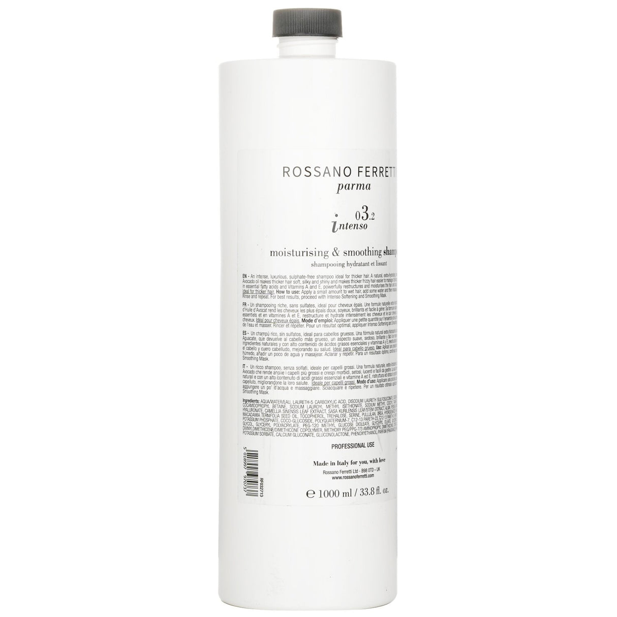 Moisturising shampoo for thick, curly hair with macadamia & avocado oils, rich in antioxidants, cruelty-free, 1000ml.