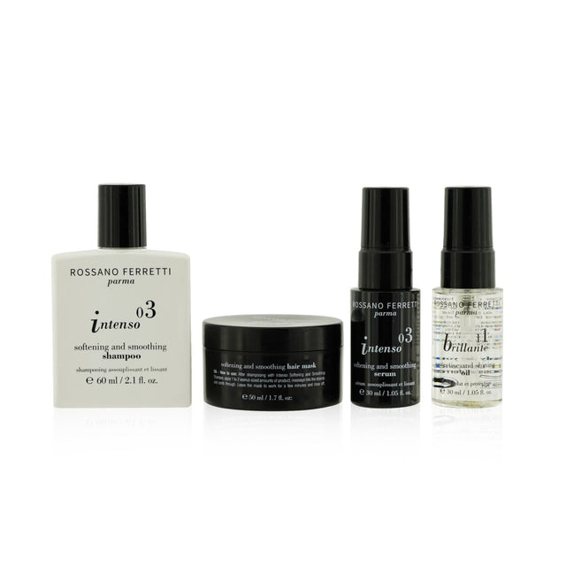 Luxury haircare set with shampoo, mask, serum, and oil for healthy, radiant, and manageable hair.