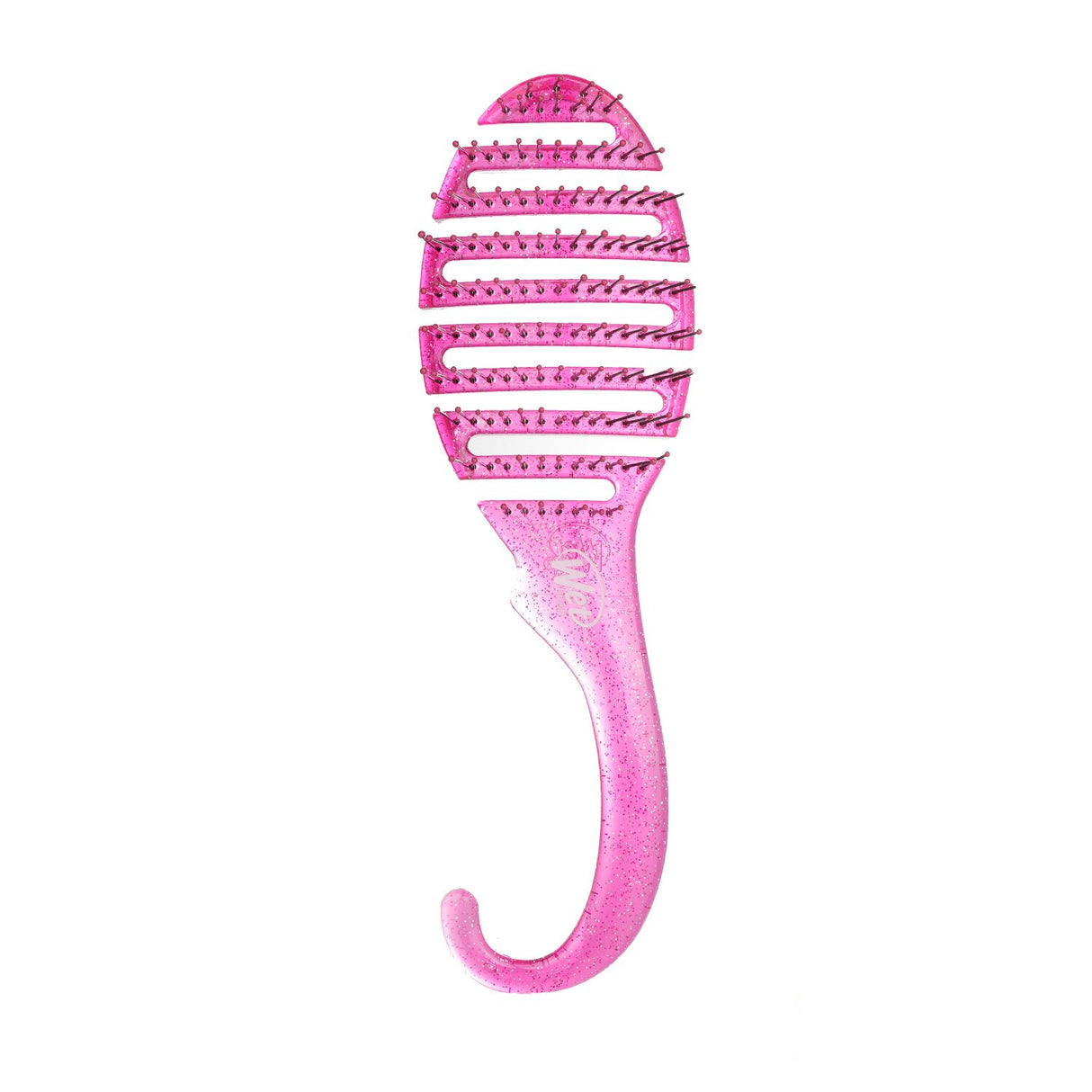 Wet Brush Shower Detangler in Pink Glitter, featuring IntelliFlex bristles and OmniFlex technology for pain-free detangling.