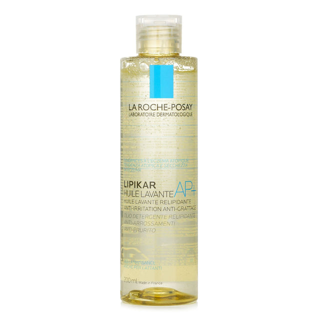 La Roche Posay Lipikar AP+ Cleansing Oil, 200ml, for sensitive skin, soothing, nourishes, and rebuilds skin barrier.