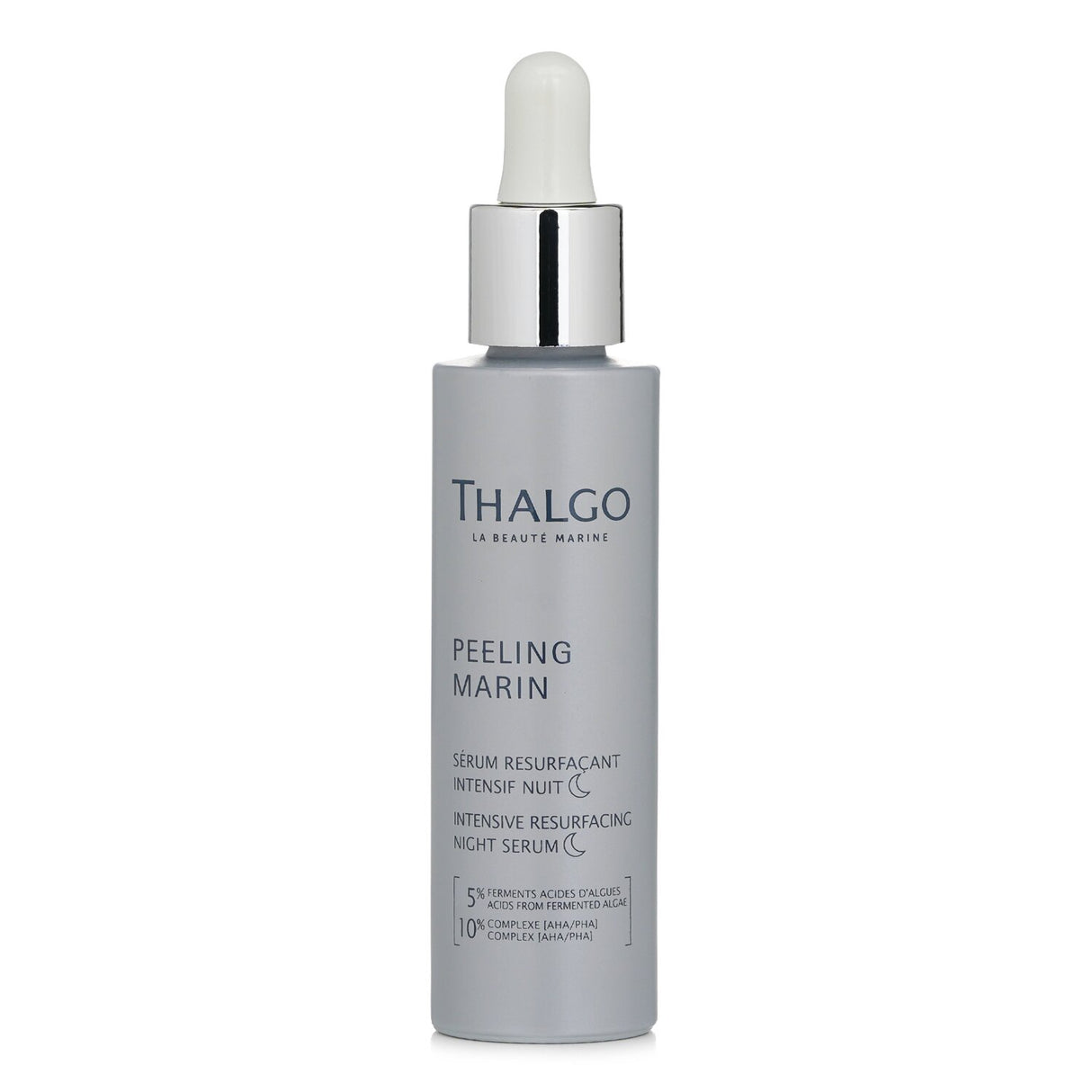 Thalgo Peeling Marin Intensive Resurfacing Night Serum in a 30ml bottle for youthful, radiant skin with marine algae and AHA/PHA complex.