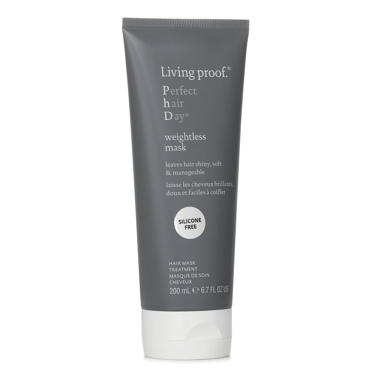 Living Proof PHD Weightless Mask 200ml, a color-safe hydrating mask for all hair types, enriched with Murumuru Butter for shine.