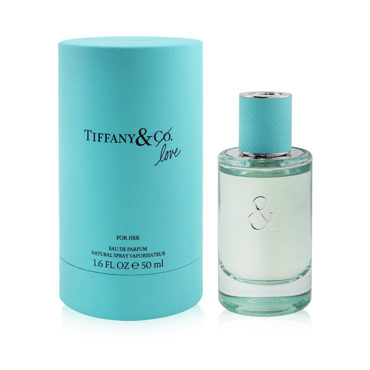 Tiffany & Co. perfume bottle showcasing floral woody scent, featuring notes of blue basil, jasmine, and cedarwood.