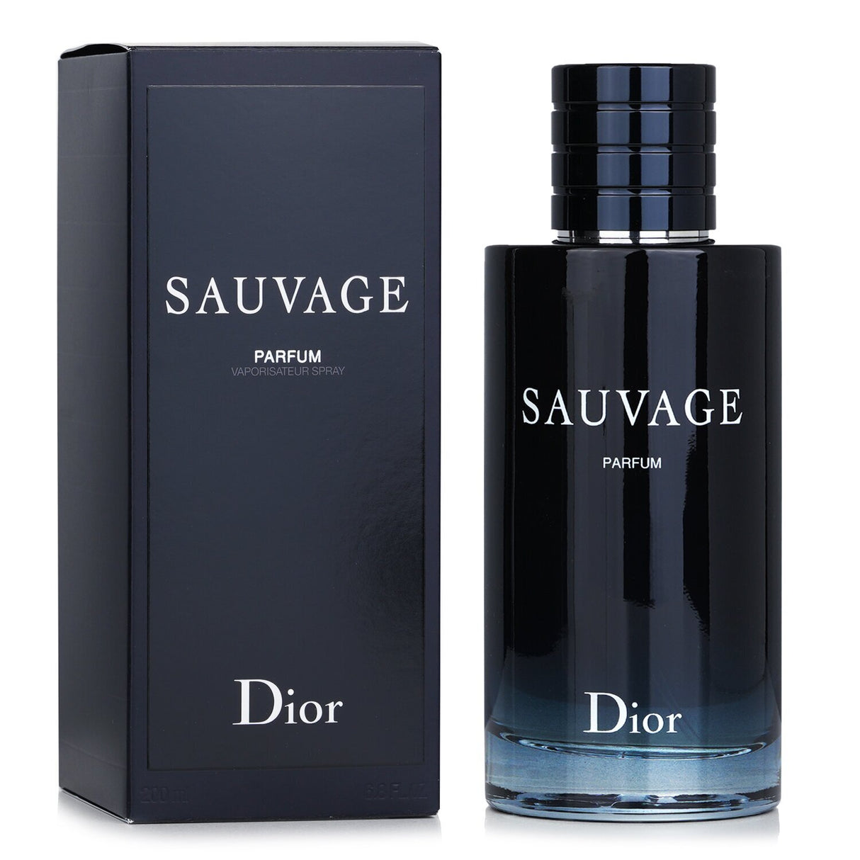 Christian Dior Sauvage Parfum Spray in 200ml, an aromatic fougere scent for men with notes of pepper, bergamot, and cedar.