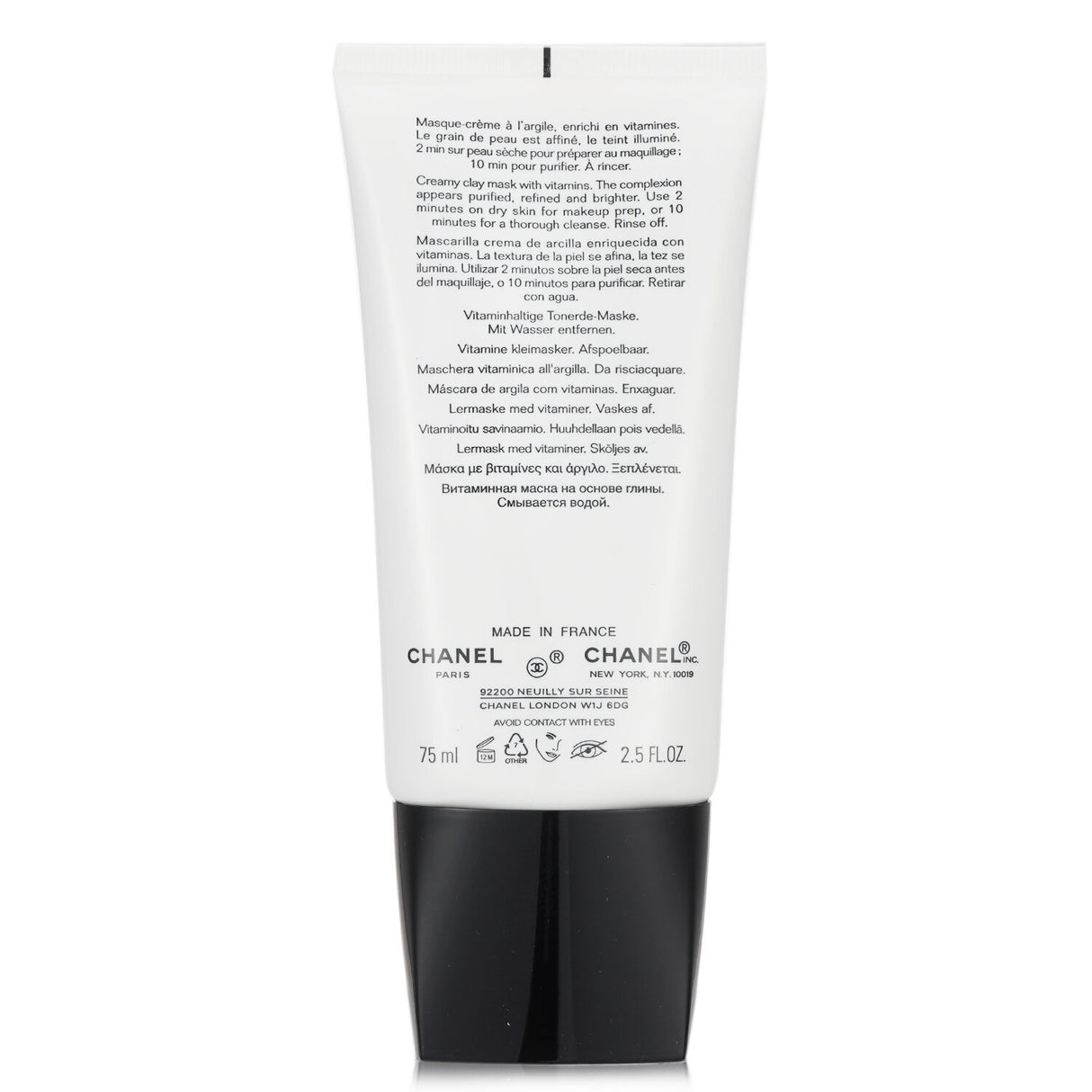 Chanel Le Masque Anti-Pollution Vitamin Clay Mask in 75ml, purifying formula with French clay and vitamins for glowing skin.