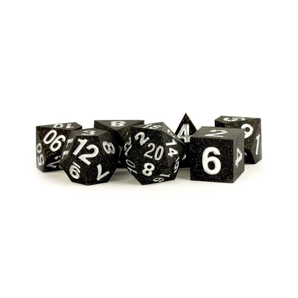 Fanroll: 16mm Sharp Edge Silicone Rubber Poly Dice Set: Gold Scatter