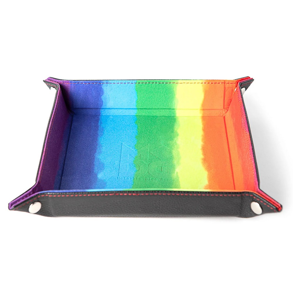 Fanroll: Fold Up Velvet Dice Tray w/ PU Leather Backing: Watercolor Rainbow