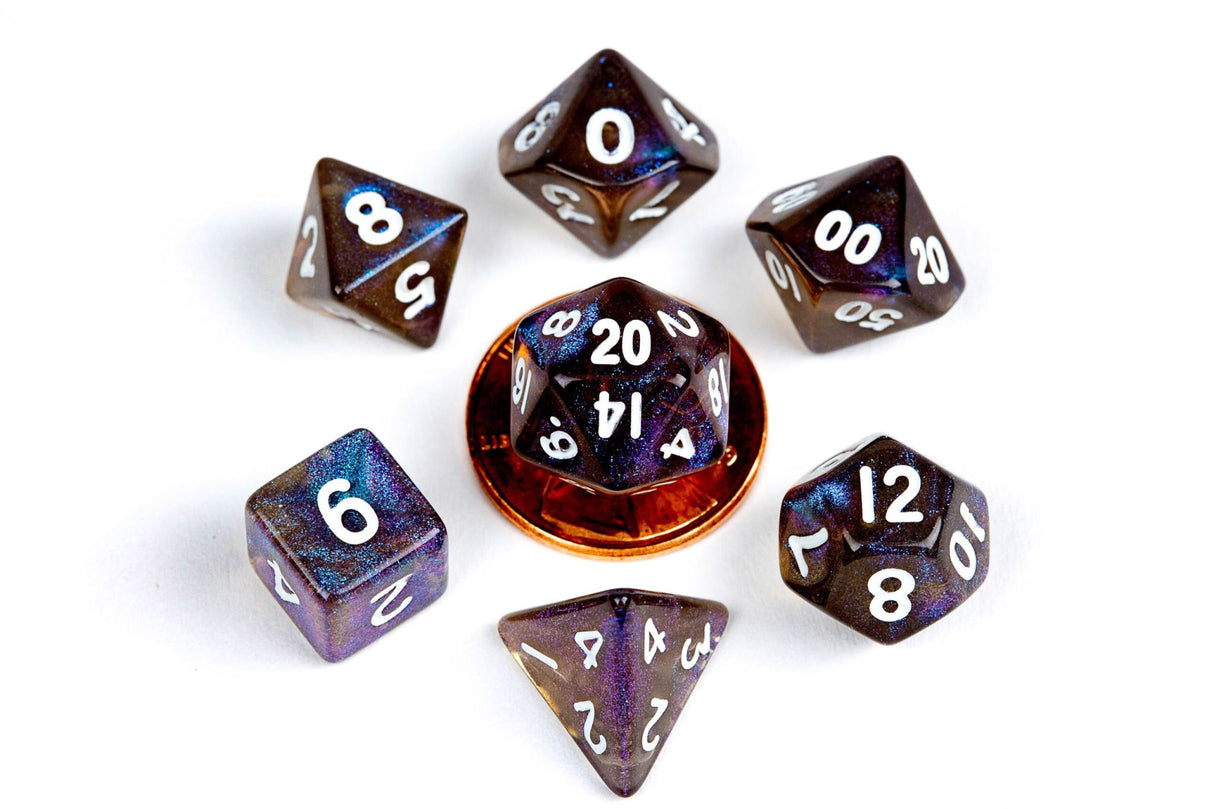 Fanroll: 10mm Mini Polyhedral Dice set: Stardust Galaxy