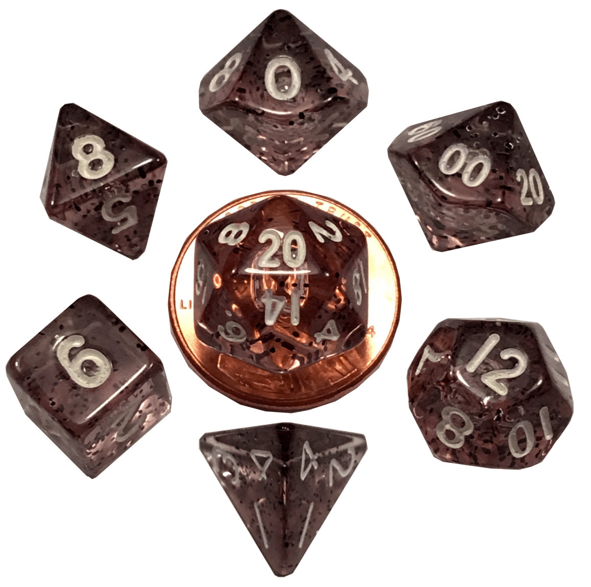 Fanroll: 10mm Mini Polyhedral Dice set: Ethereal Black