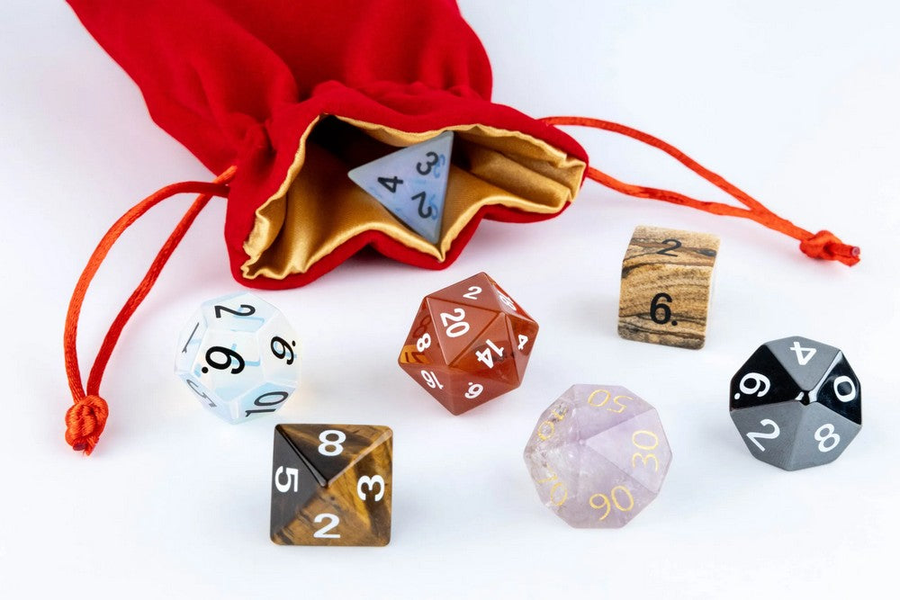 Fanroll: Small Velvet Dice Bag: Red w/ Gold Satin