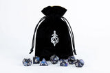 Fanroll: Small Velvet Dice Bag: Black w/ Gold Satin